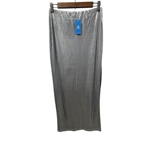 Cupshe Maxi Skirt Womens Medium Silver New Metallic High Slit Shimmer New Years